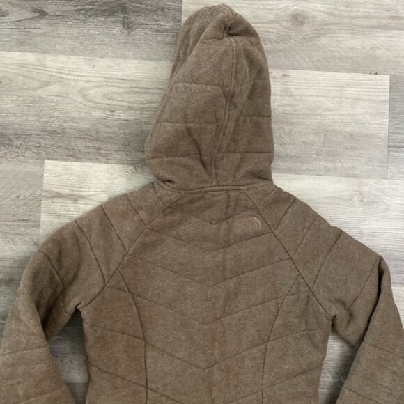 The North Face Puffer Jacket Hooded Women's XS Brown Heather Zip Pockets Quilted - Picture 9 of 15